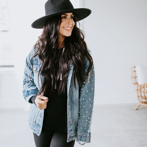 Chelsea DeBoer Black Penny Pearl Distressed Jacket with Pockets - Picture 2 of 9